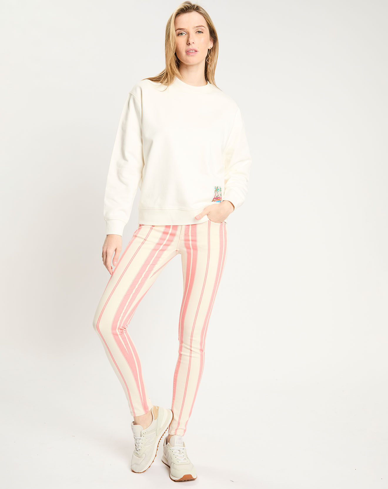 Scotch & Soda Sweat 100% Coton Bio Patch Tropical crème