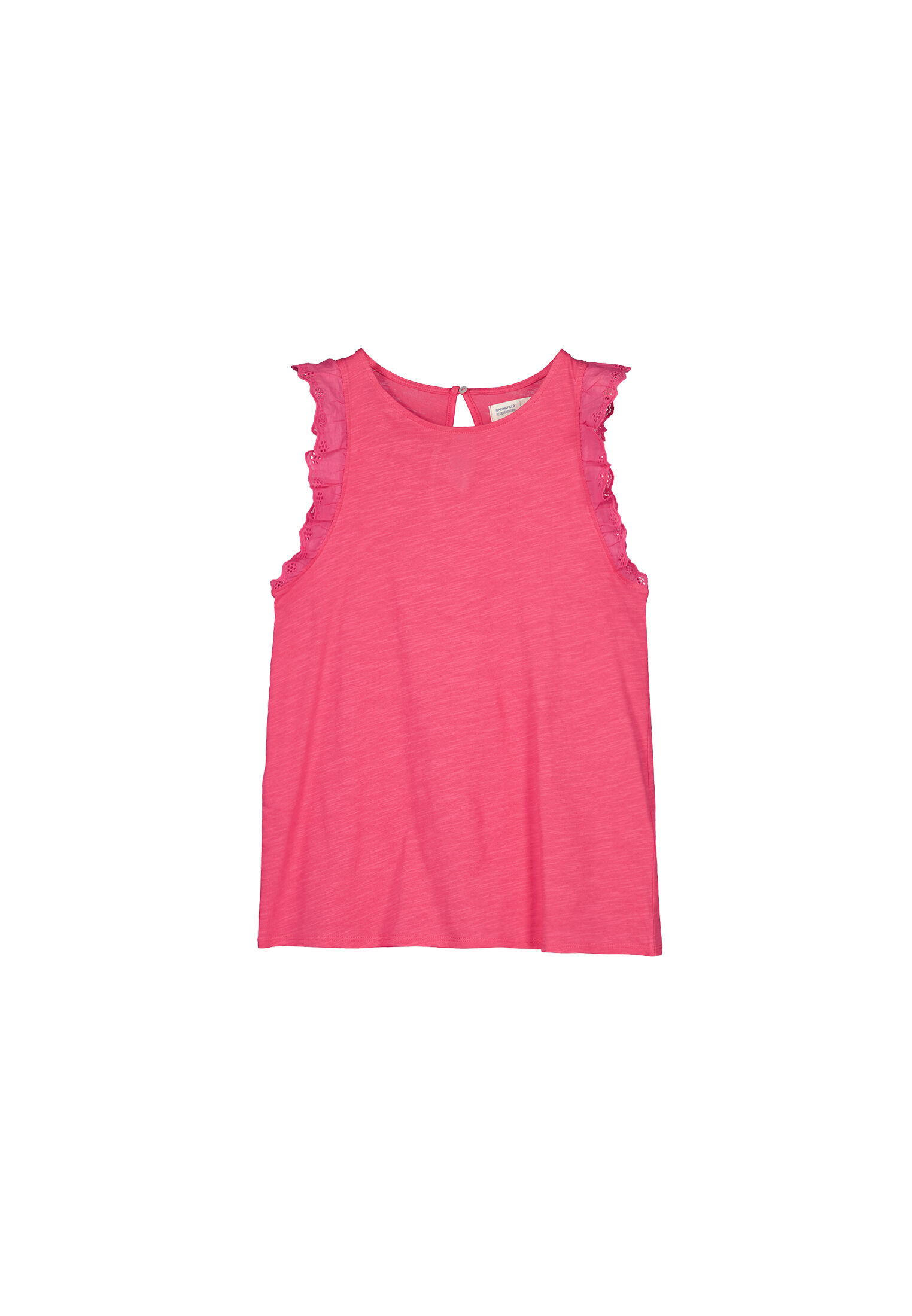 Camiseta com babados bordados suíços de sobra - roxa