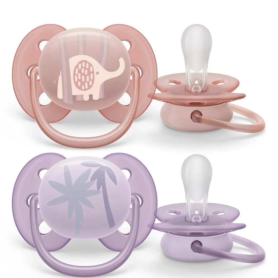 Philips Avent Suce Ultra Douce 0-6 mois Éléphant Litchi  Palmiers Lilas (2)