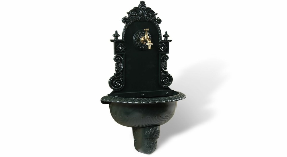 Fontaine de jardin aluminium vert 44x22x75.5cm