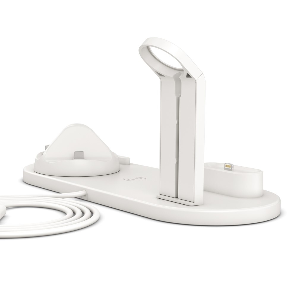 4in1 Apple Watch / Smartphone / AirPods Qi Charging Ständer Dockingstation (Micro USB / USB C / Lightning) - Weiss