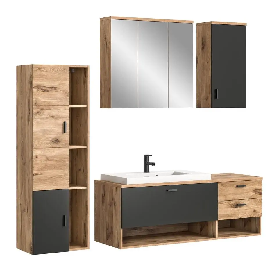 Hioshop Grado badkamer 203cm eik decor-mat grijs