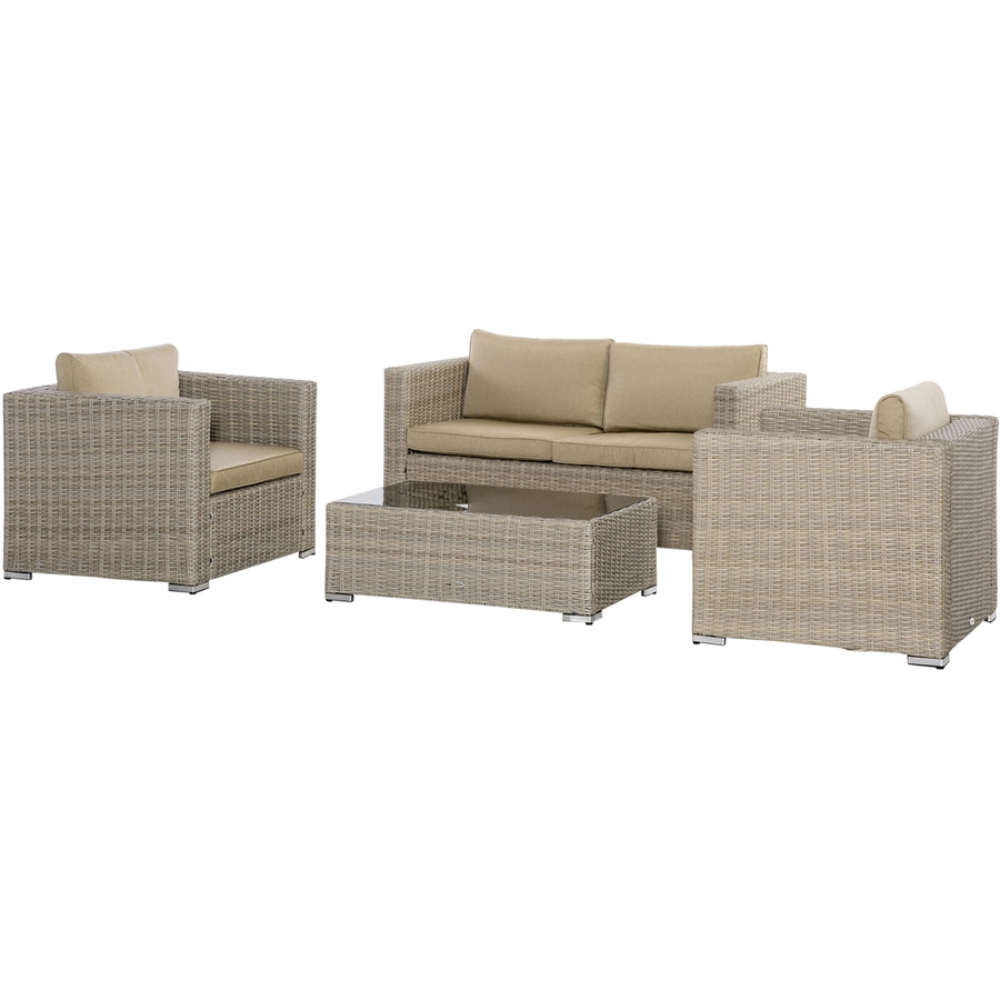 Outsunny Gartenmöbel Set mit Couchtisch bunt