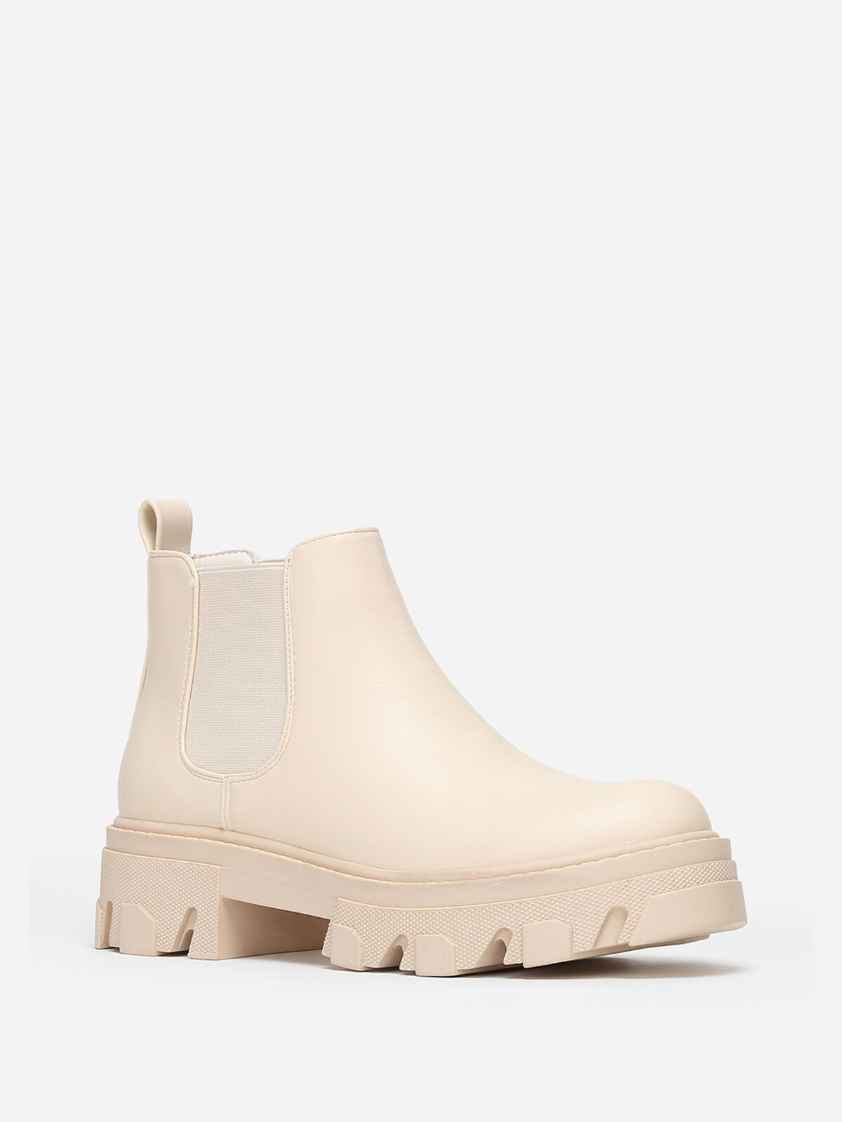 Bottines chelsea basses à semelle crantée- Beige