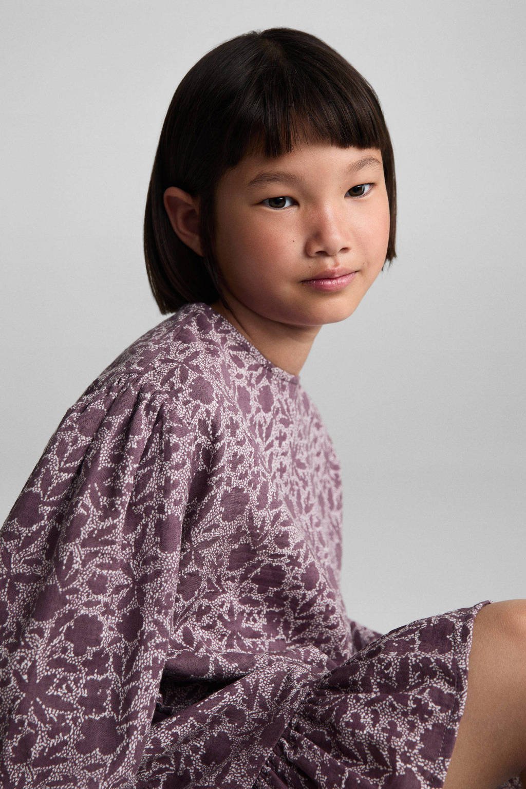 Mango Kids crop top met all over print paars
