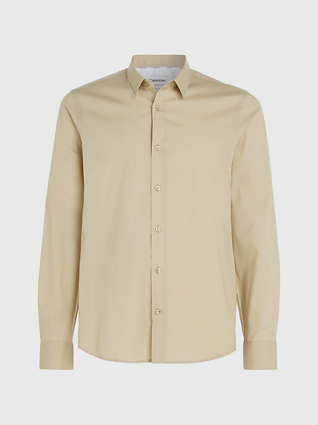 Camisa justa de popeline elástica