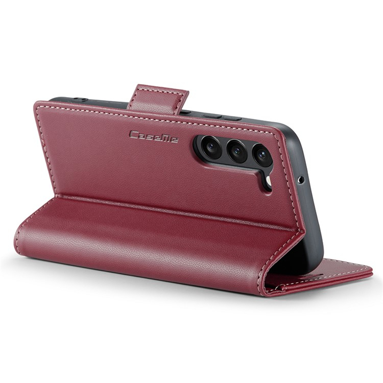 Samsung Galaxy S24  Plus Leder Tasche Flip Wallet Etui mit Kartenfächern Litchi Look (RFID Schutz) - Rot