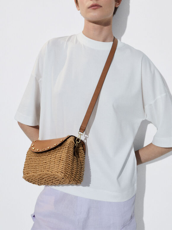 Bolso Bandolera De Paja - Camelo