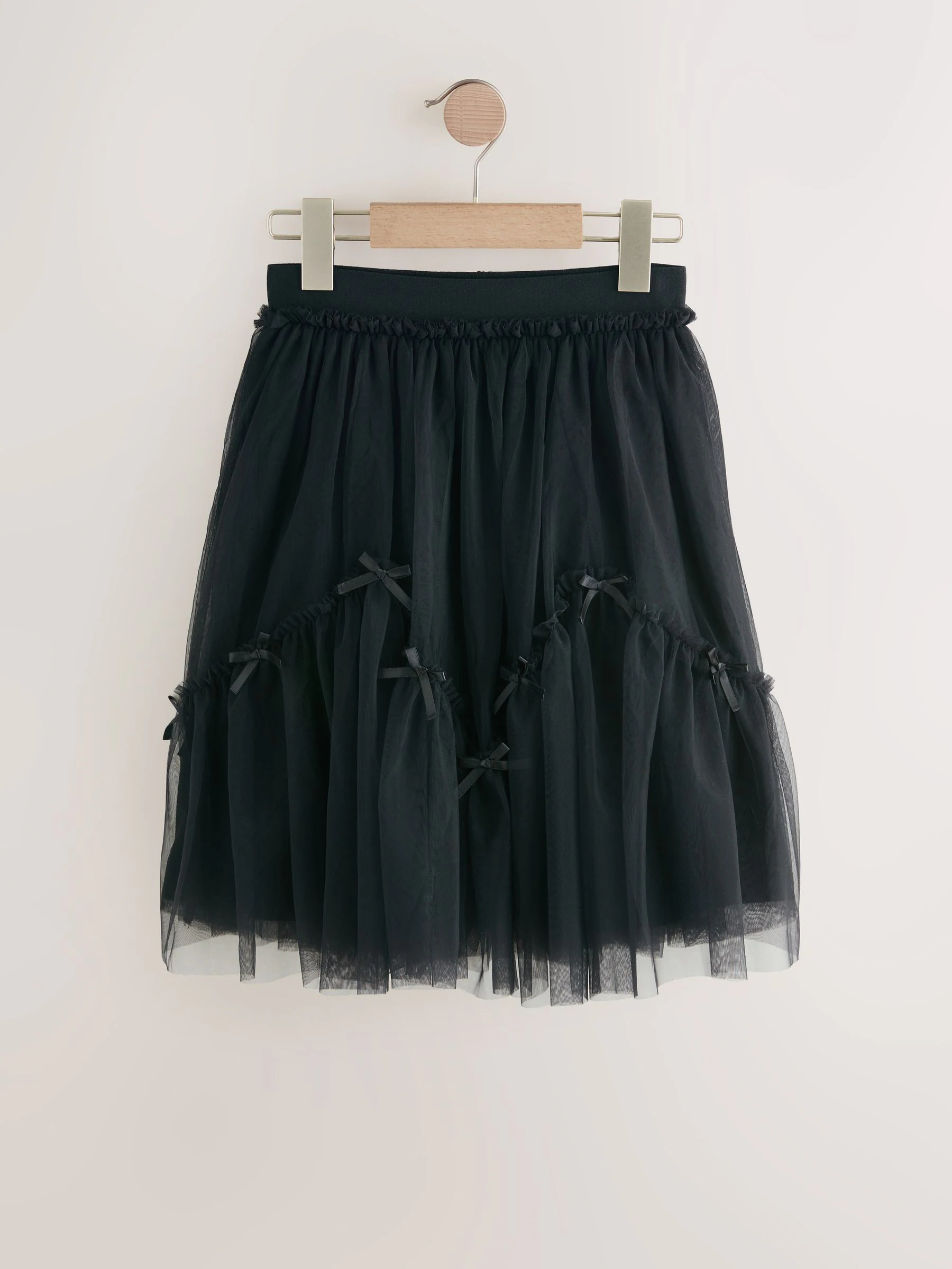 Zwart - Mesh rok met strikdetail (3-16jr)