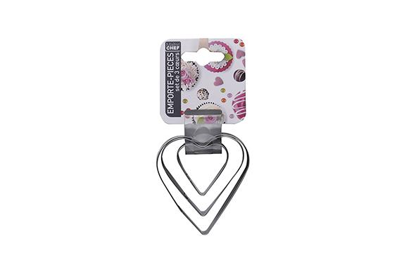 SET DE 3 EMPORTE PIECES COEUR INOX