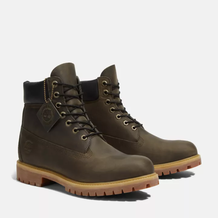 Bota Timberland Premium de 6 polegadas para homem, na cor cinza.