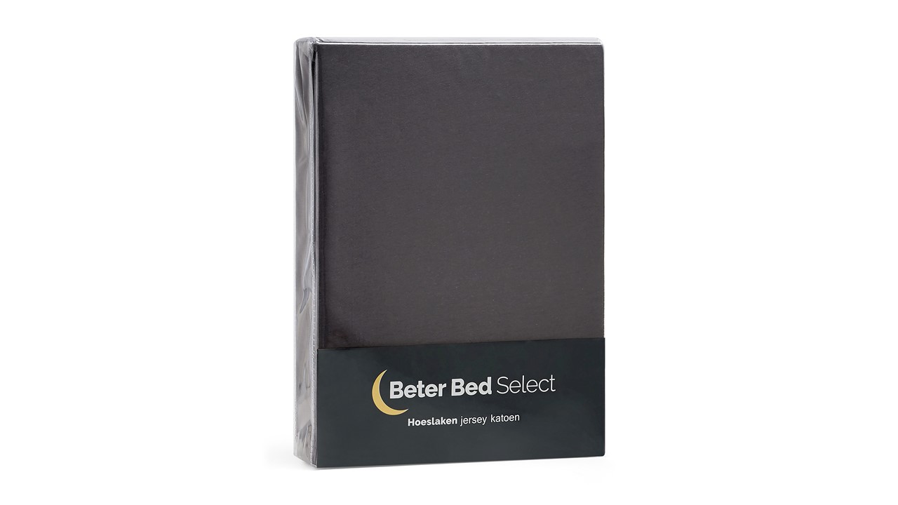 Hoeslaken Beter Bed Select Jersey splittopper donkergrijs