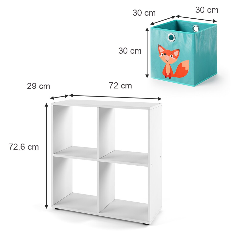 Vicco Bücherregal Würfelregal Standregal Tetra Weiß Raumteiler Kinder-Faltboxen