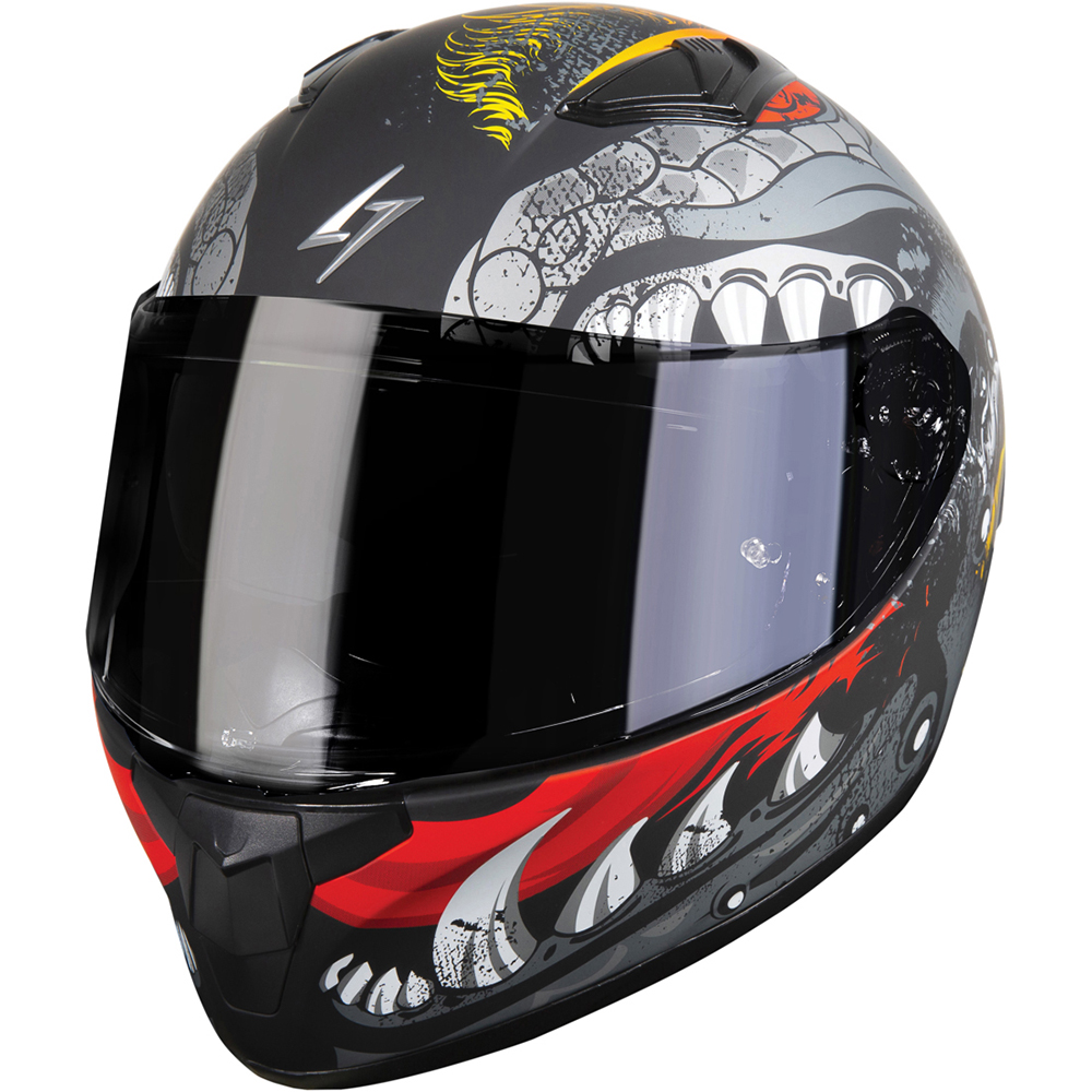 Stormer - Casque ZS 601 Dragon Noir Mat / Argent / Jaune / Rouge
