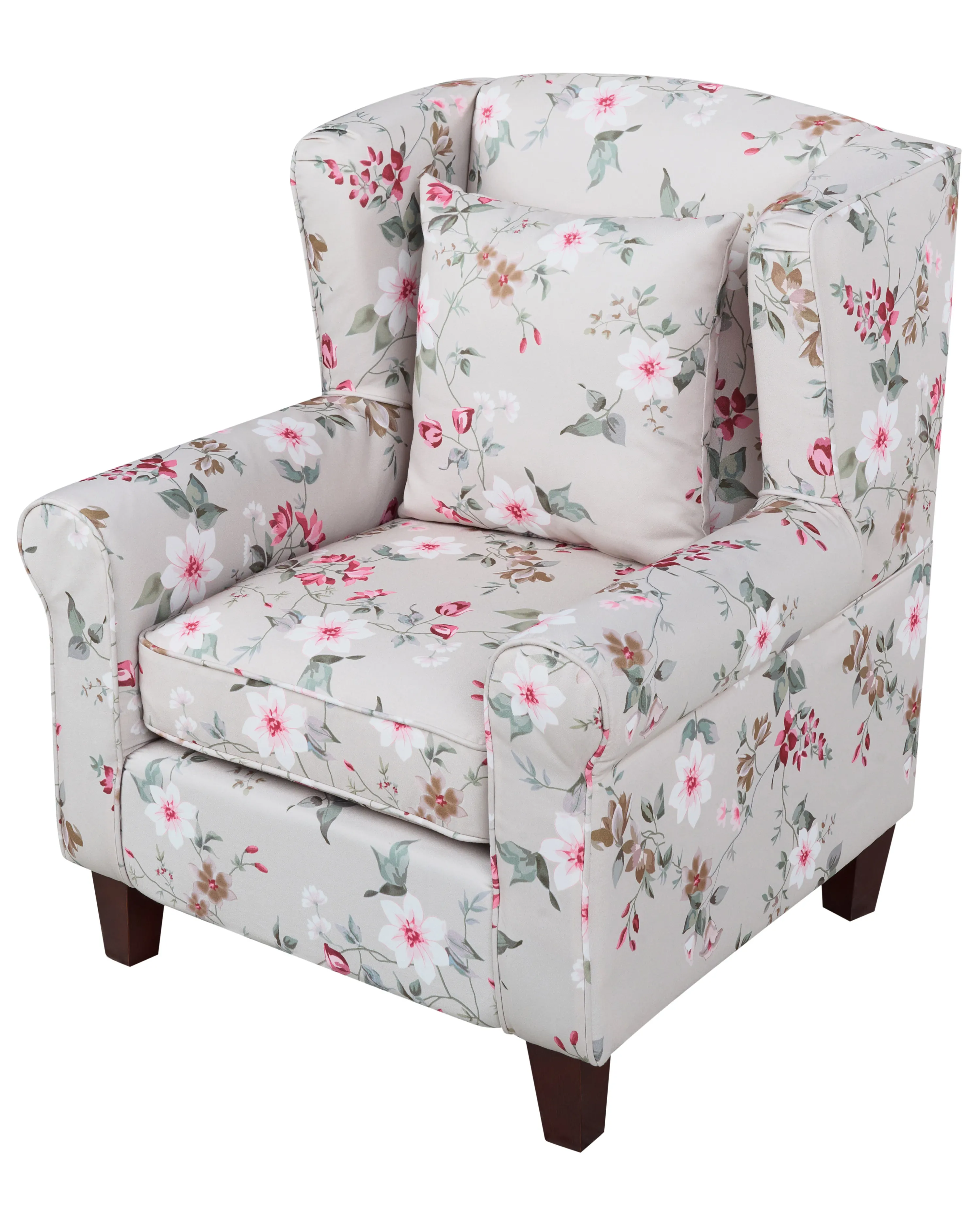 Oorfauteuil HAMAR met voetenbank Stof Lichtgrijs