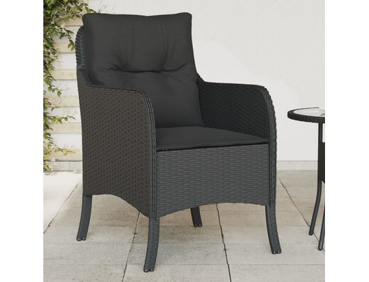 VIDAXL - Chaises de jardin avec coussins 2 pcs noir résine tressée