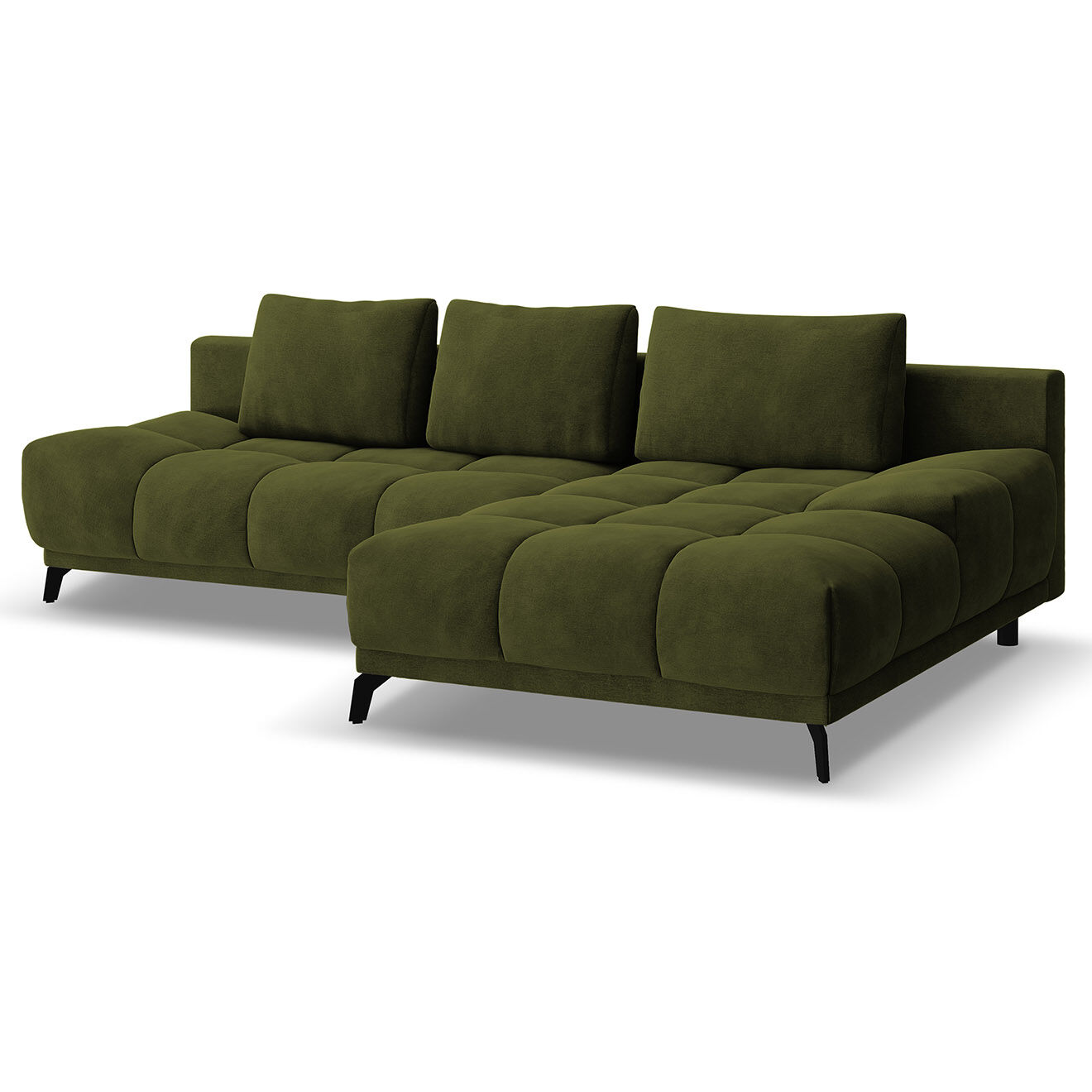 Windsor & Co Canapé d'angle Droit Convertible avec Coffre Cirrus 5 Places vert - 290x182x90 cm