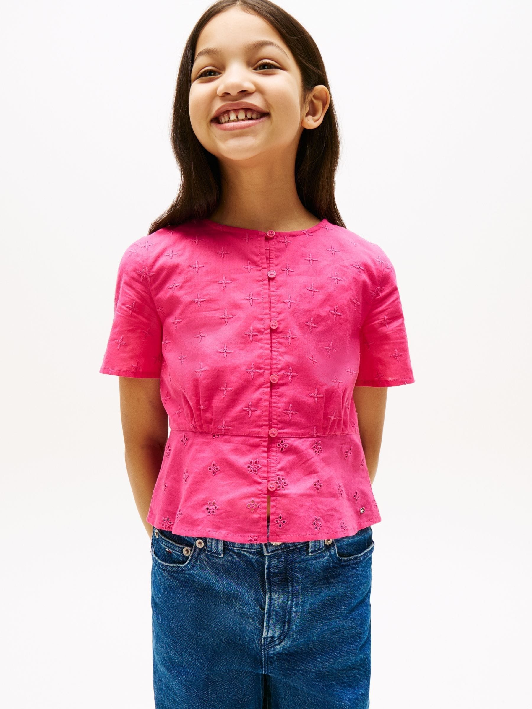 Tommy Hilfiger Broderie Anglaise Short Sleeve Blouse