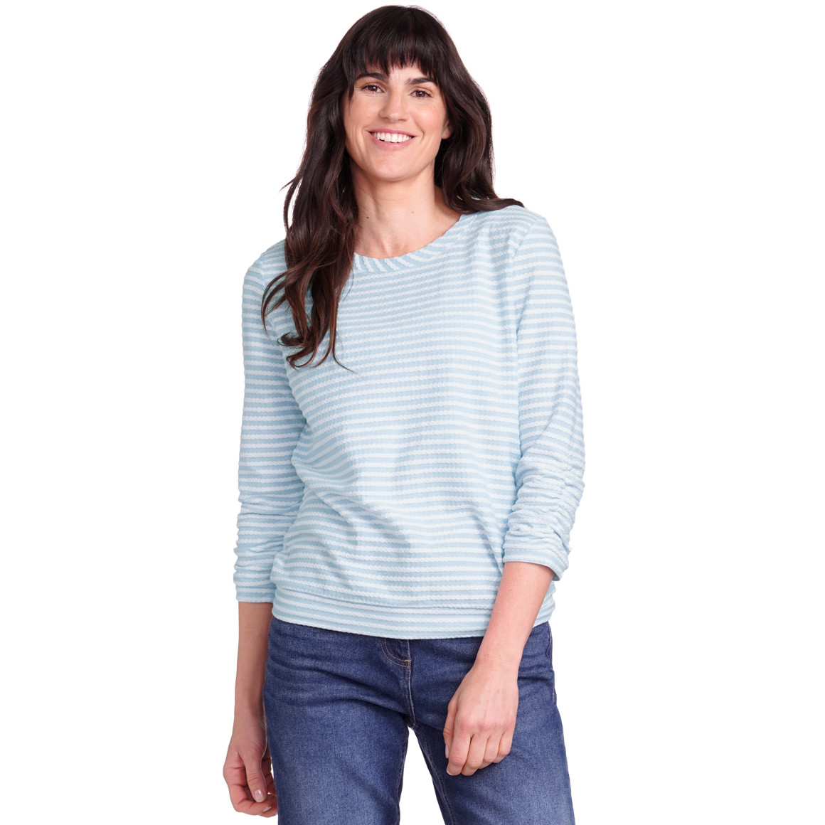 Gina Benotti Damen Shirt mit Bio-Baumwolle hellblau / weiss