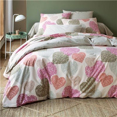 Linge de lit polycoton motif cœurs - BECQUET CRÉATION