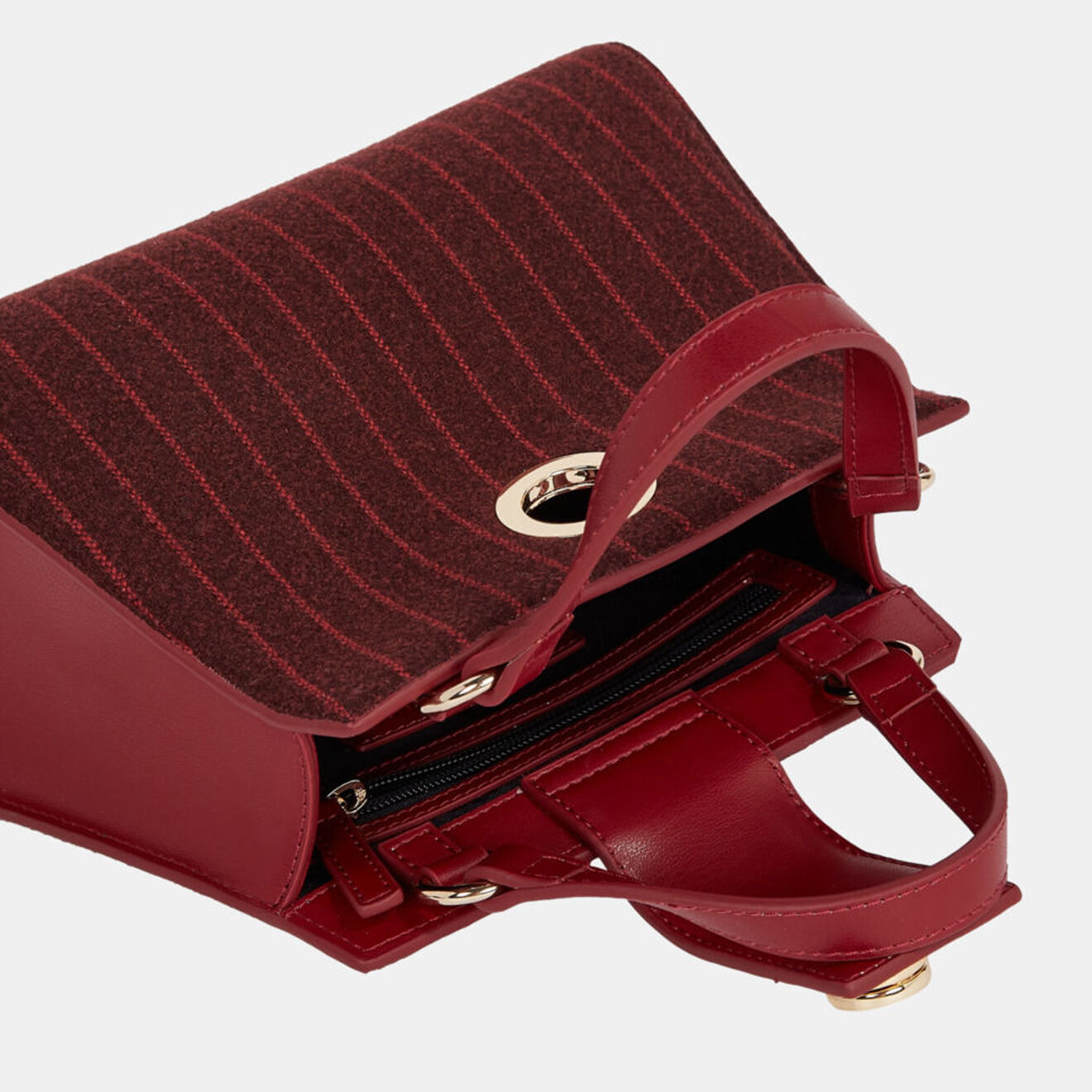 Tommy Hilfiger Sac à main Chic rayé bordeaux - 17,5x22,5x11 cm