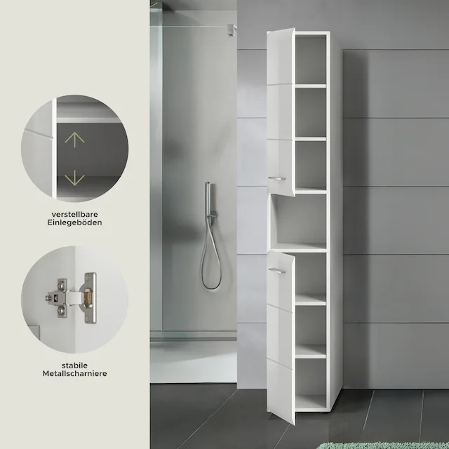 INOSIGN Stauraumschrank 1 Stk. tlg. Florenz, Hochschrank, Weiss Hochglanz Tiefzieh, 185 cm hoch, Bad