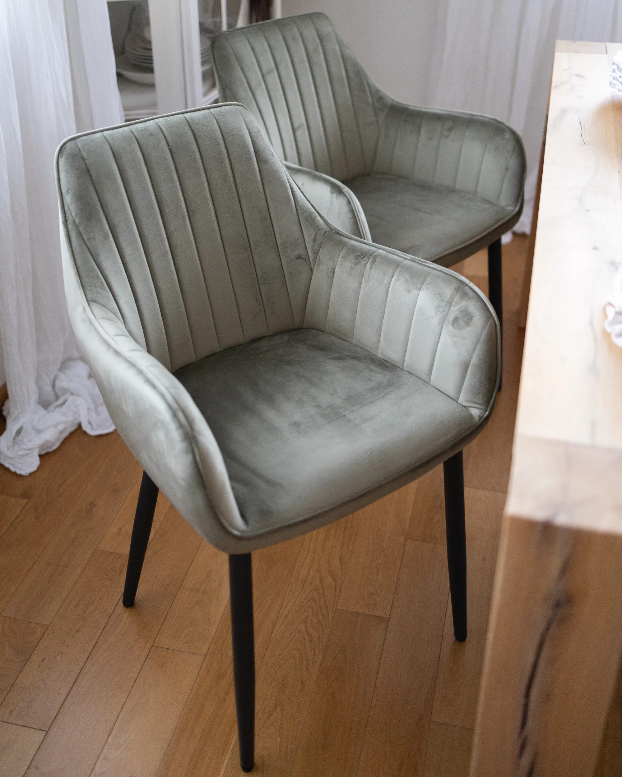 Set van 2 eetkamerstoelen WELLSTON Fluweel Olijfgroen