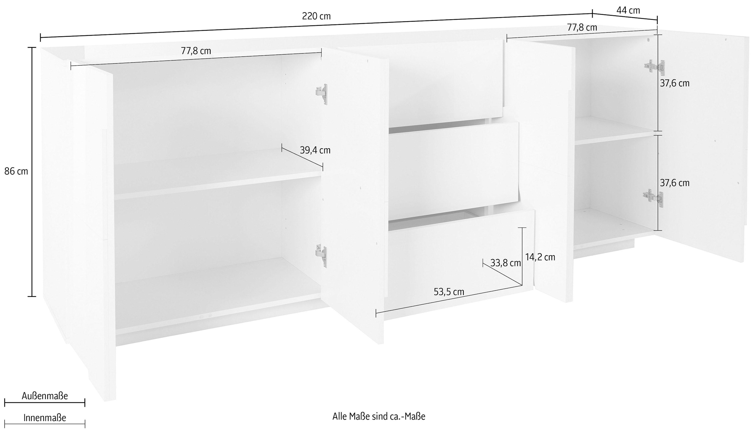 INOSIGN Sideboard »PING« Breite 224 cm