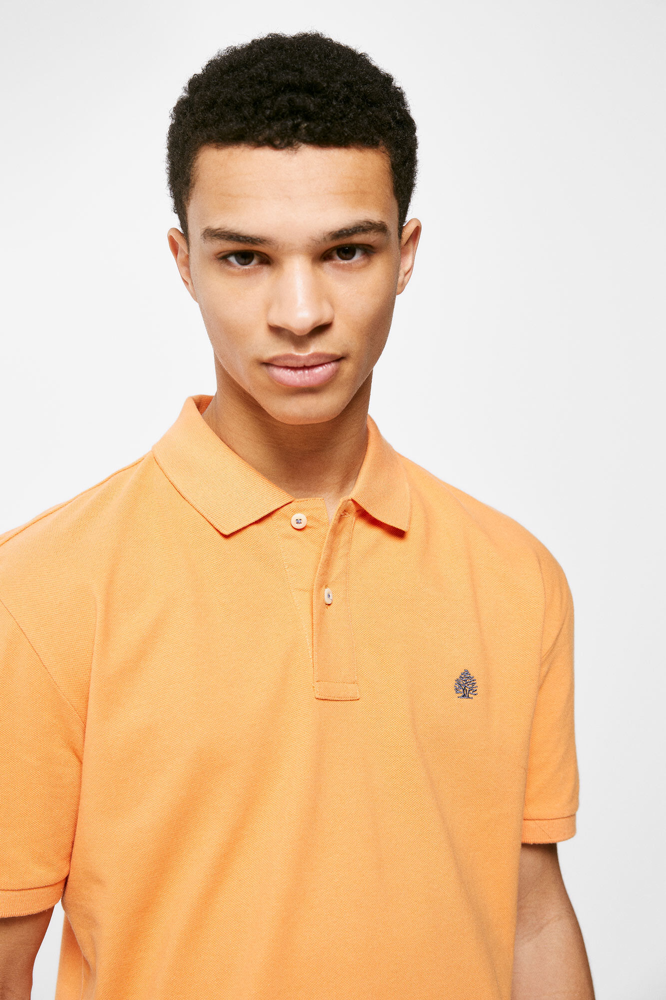 Camisa polo básica em piqué - laranja