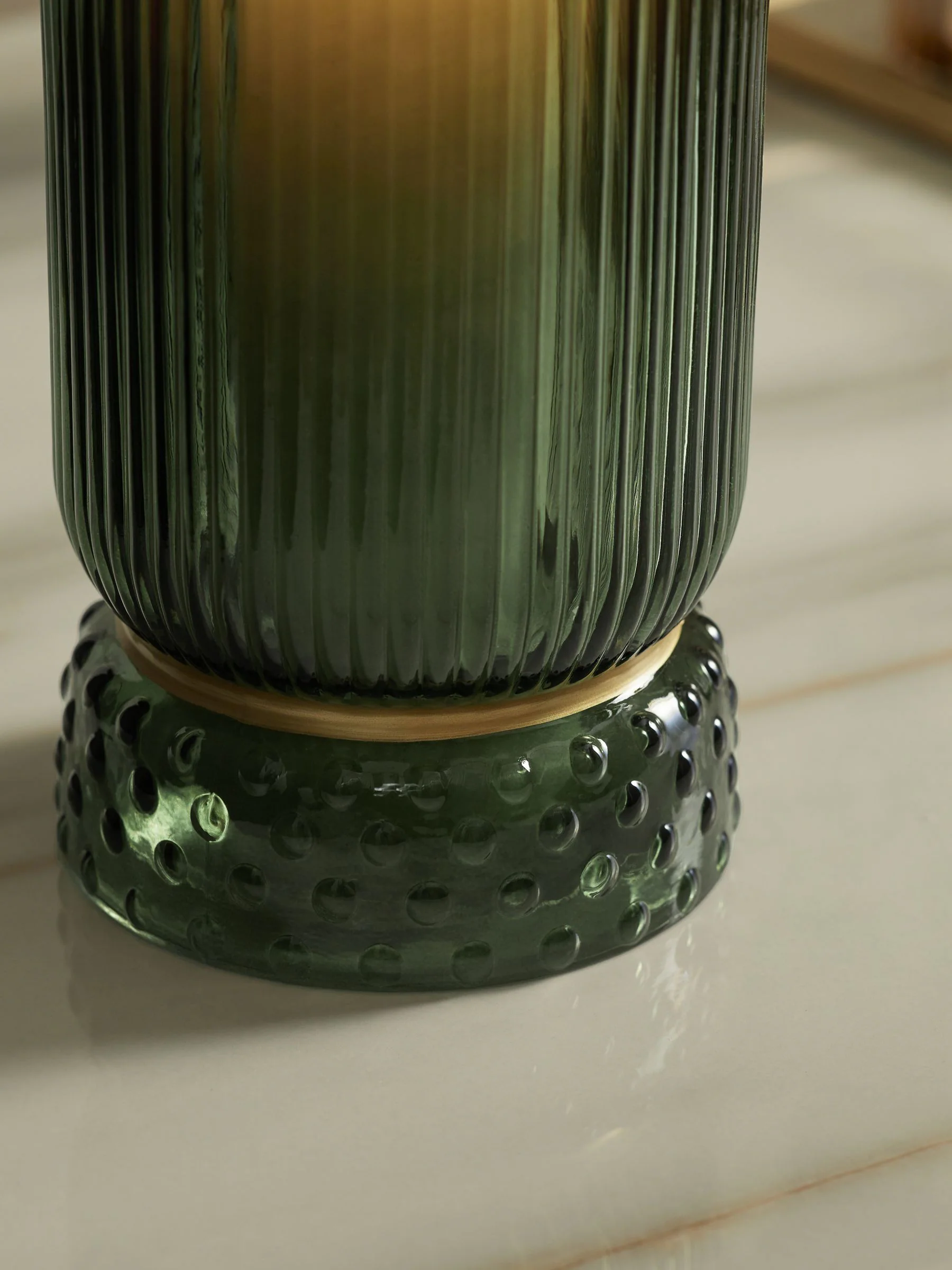 Hurricane kaarshouder met geribbeld glas