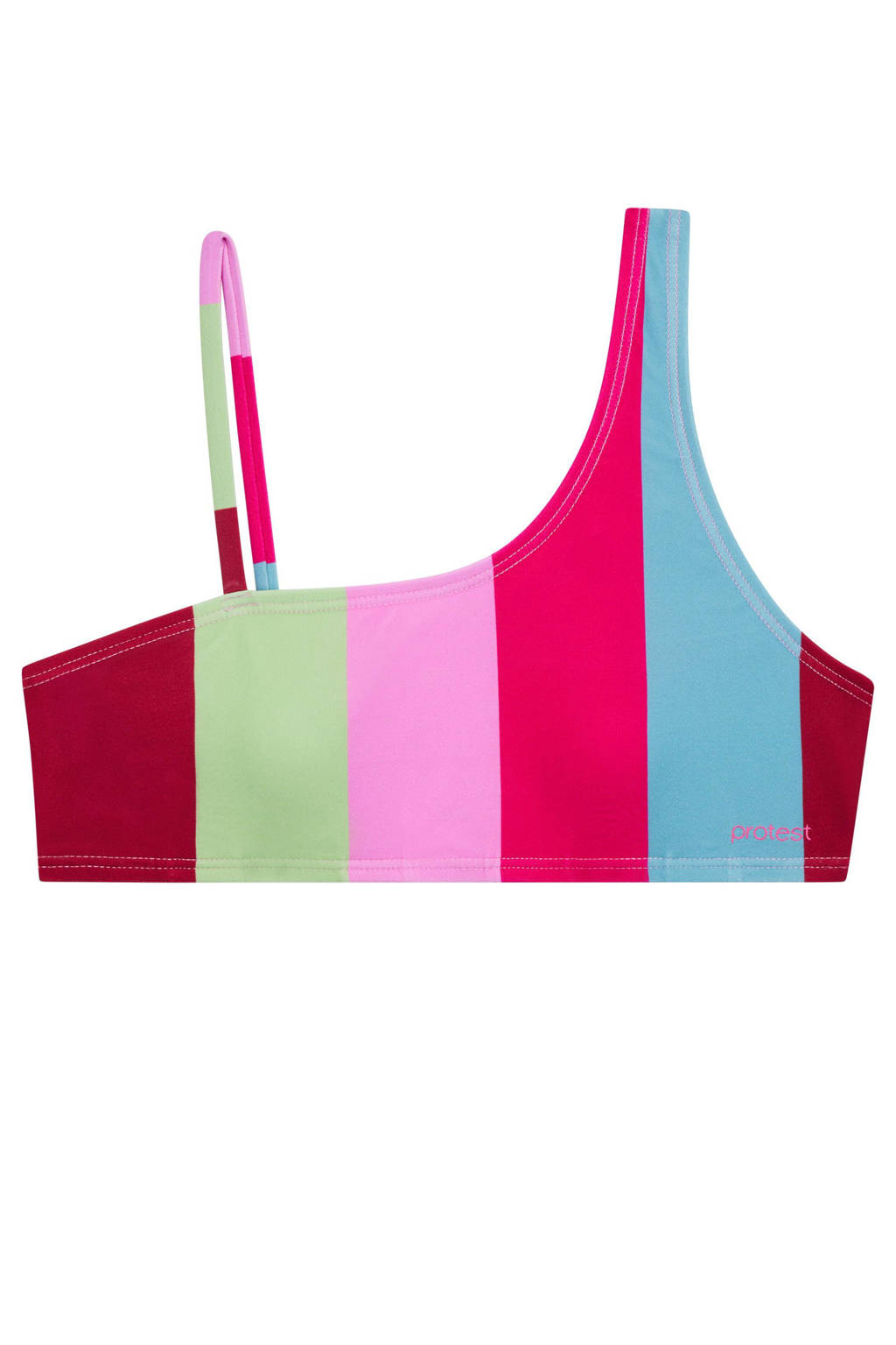 one shoulder bikini PRTFEE JR roze/blauw/groen