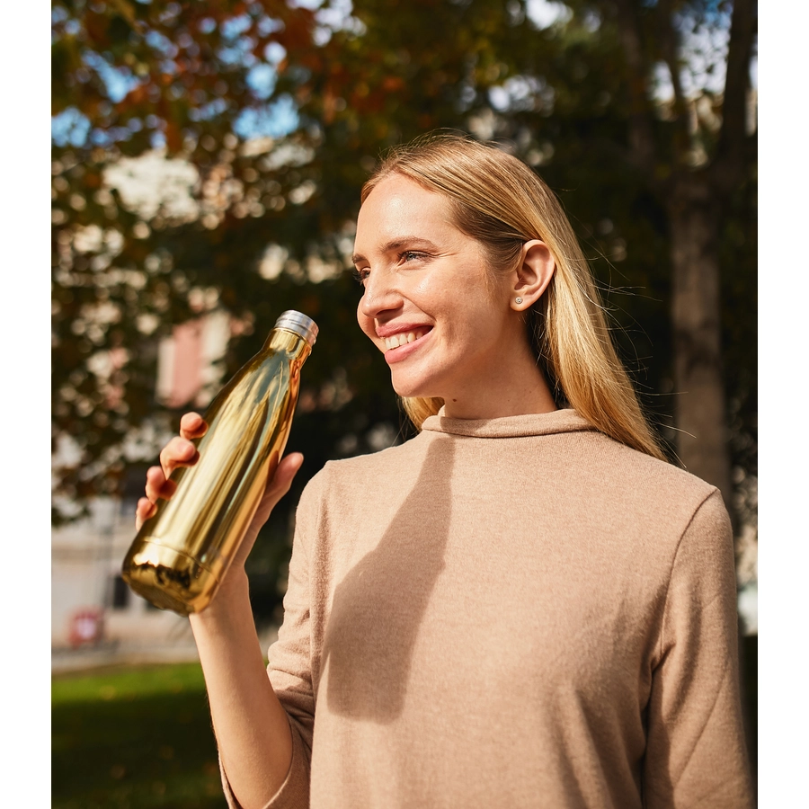 miniland Thermosflasche bottle deluxe gold mit Chromeffekt 500 ml