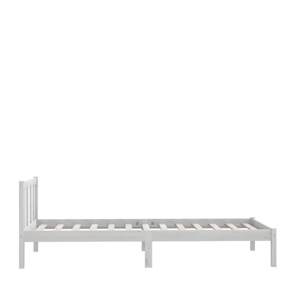 vidaXL - Bed frame met hoofdbord - Wit - Massief grenenhout - 90x190 cm