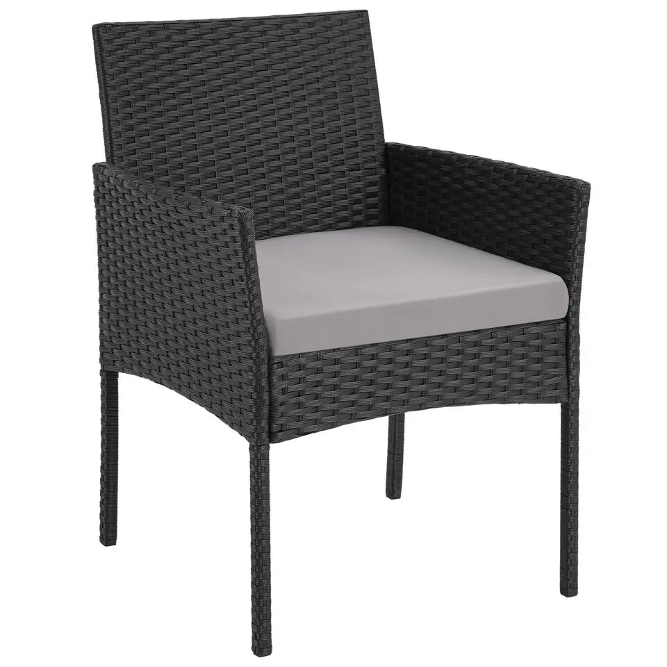 tectake Wicker loungeset Palese voor 4 personen - Zwart