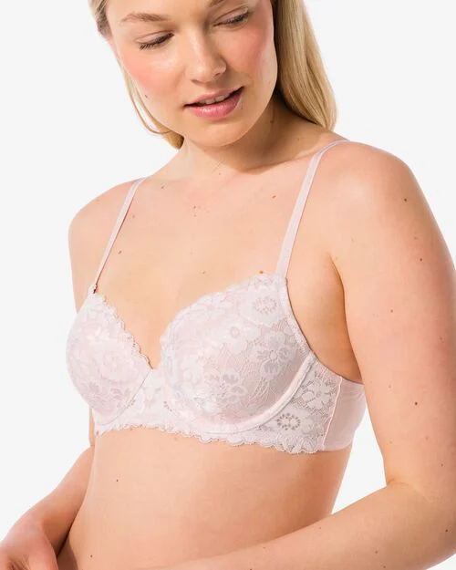soutien-gorge préformé en dentelle avec armatures rose pâle