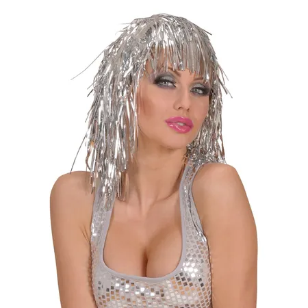 Widmann Perücke Disco-Tinsel, 1 Stück, 6-fach sortiert