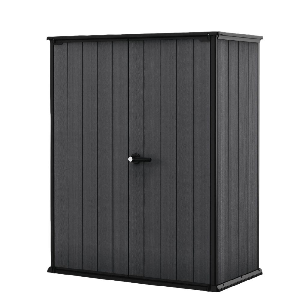Armoire de jardin en résine anthracite – meuble de rangement extérieur étanche à double porte