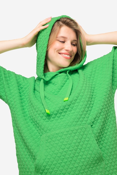 Sweat-Pullunder, Waffel-Jacquard, Kapuze, Kängurutasche, OEKO-TEX