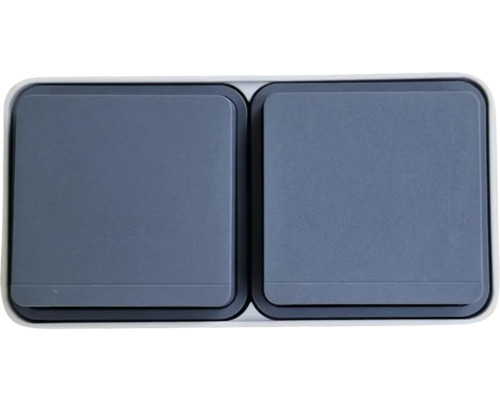 Berker 47753525 Dubbele veiligheidscontactdoos IP55 opbouw grijs/lichtgrijs-mat W.1 met klapdeksel horizontale montage
