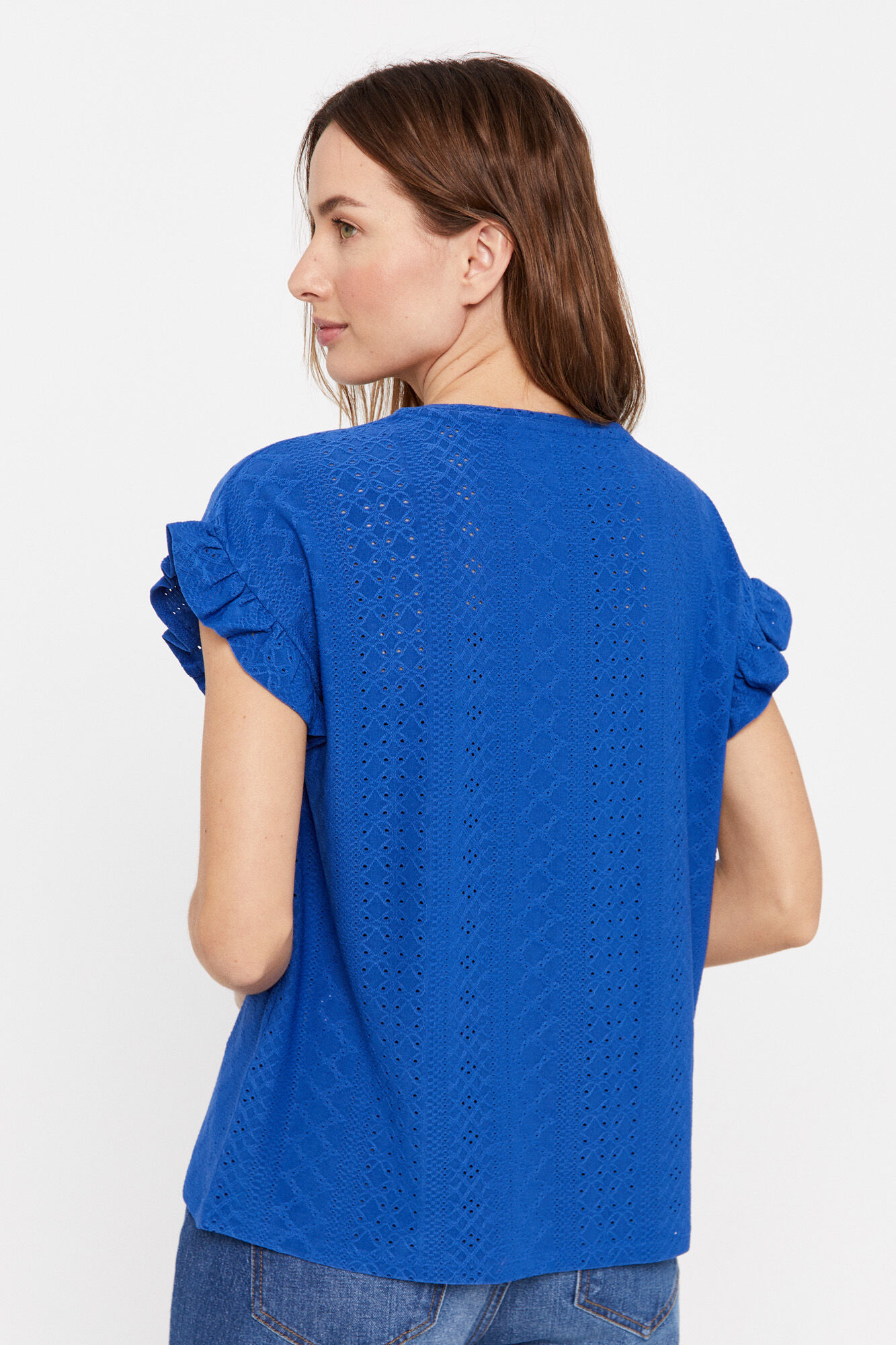Camiseta com estrutura de malha - Azul escuro
