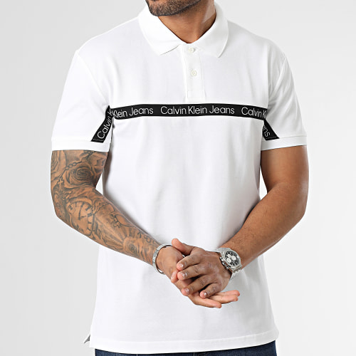 Polo Manches Courtes Logo Tape 2856 Blanc
