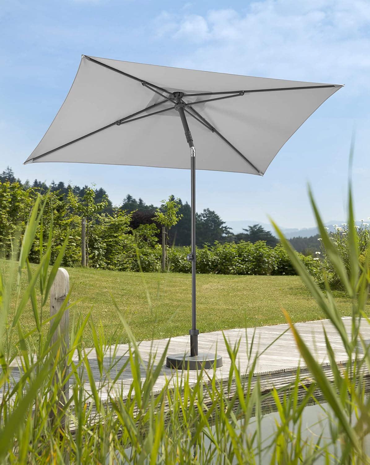 Schneider-Schirme Sonnenschirm Sevilla, silbergrau, 240 x 140 cm rechteckig, 667-14, Gestell Stahl, Bespannung Polyester, 4.6 kg