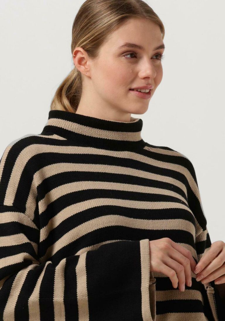 MY ESSENTIAL WARDROBE zwarte my essential wardrobe coltrui sila striped knit rollneck