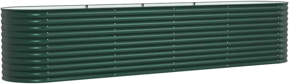 vidaXL Garten-Hochbeet Grün 400 x 80 x 81 cm Stahl, Stylischer Stahlblumenkübel, modernes Garten-Deko, minimalistische Hochbeet, robuster Outdoor-Gartenartikel für Terrassen