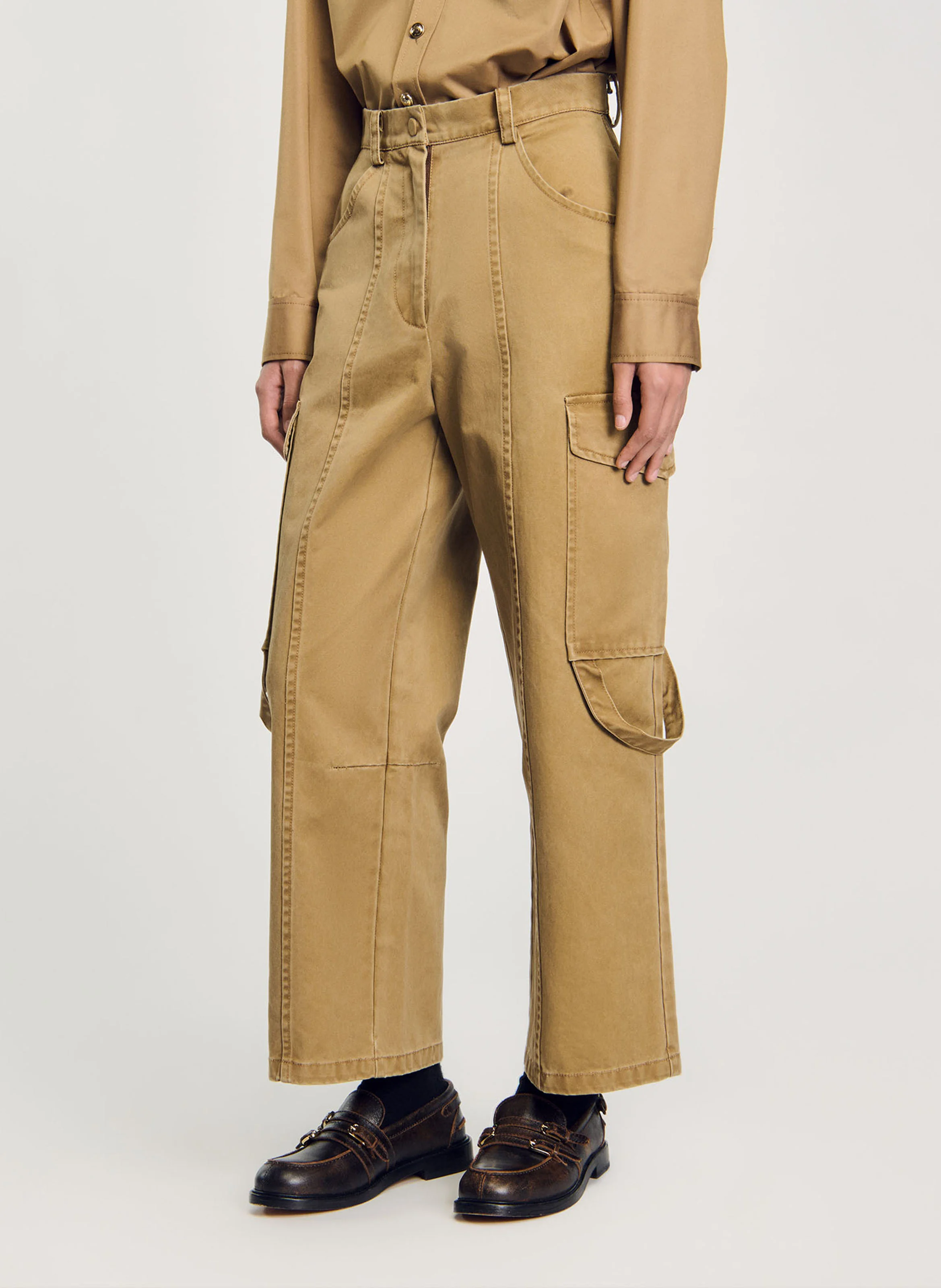 Pantalon cargo en coton | Kaki