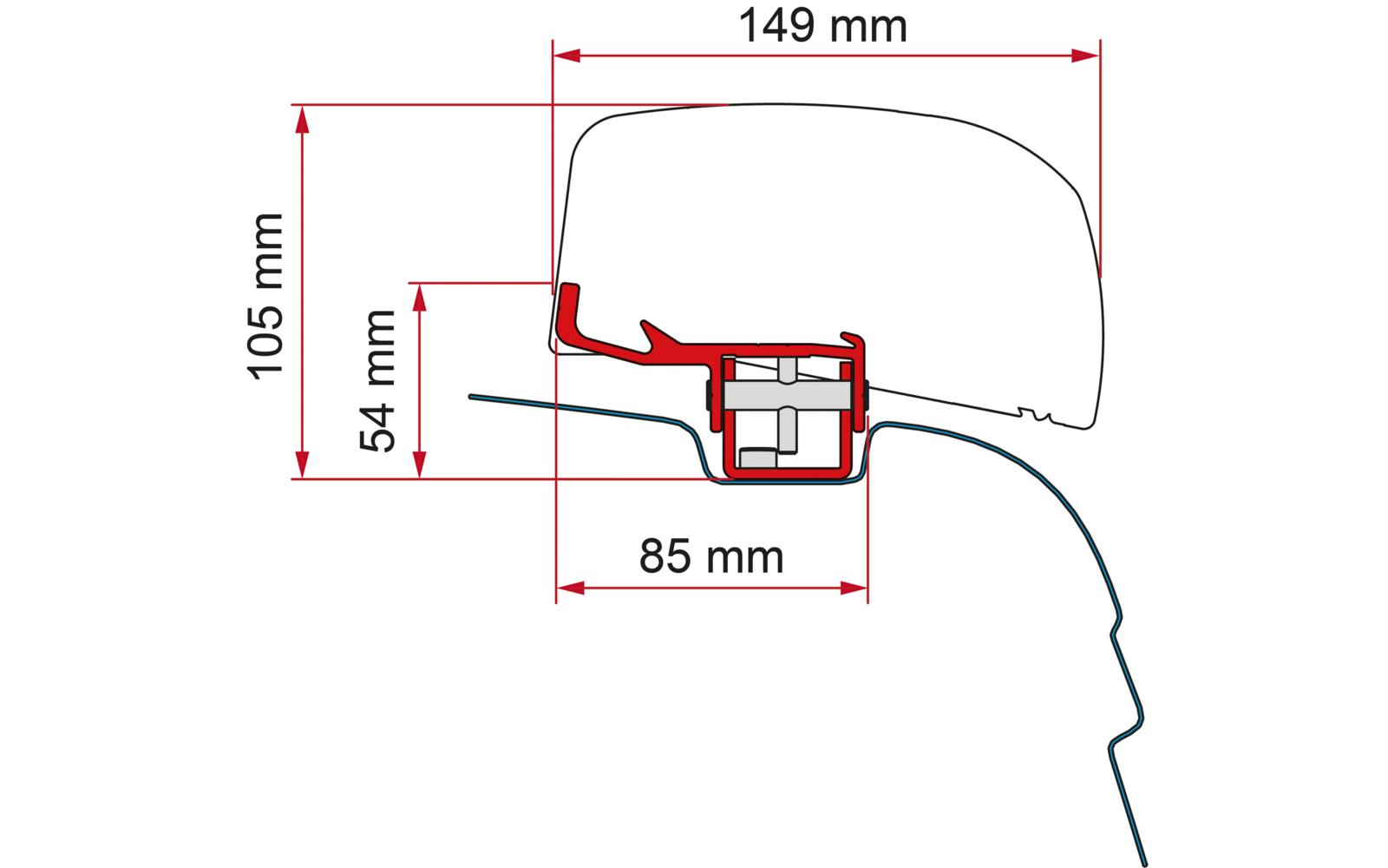 Fiamma Kit VW T5 / T6 RHD Markisenadapter für Fiamma F40van Rechtslenker