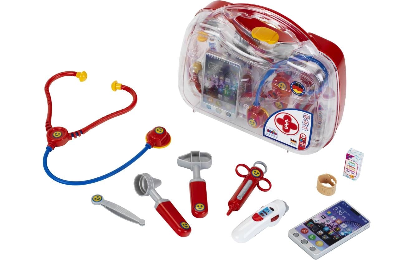 Arzt Koffer mit elektrischem Smartphone und ThermometerArztkoffer-Set