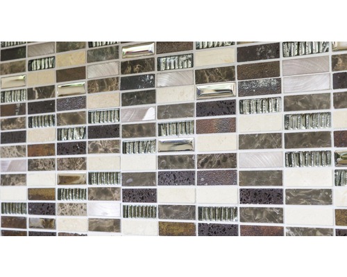 Glasmozaïek met natuursteen XCM SM48 bruin 29,8x30,4 cm