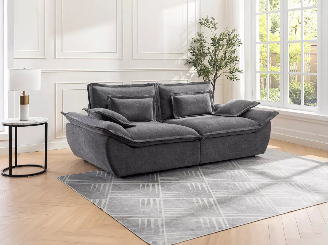Canapé 3 places en tissu chiné gris anthracite NARANGO