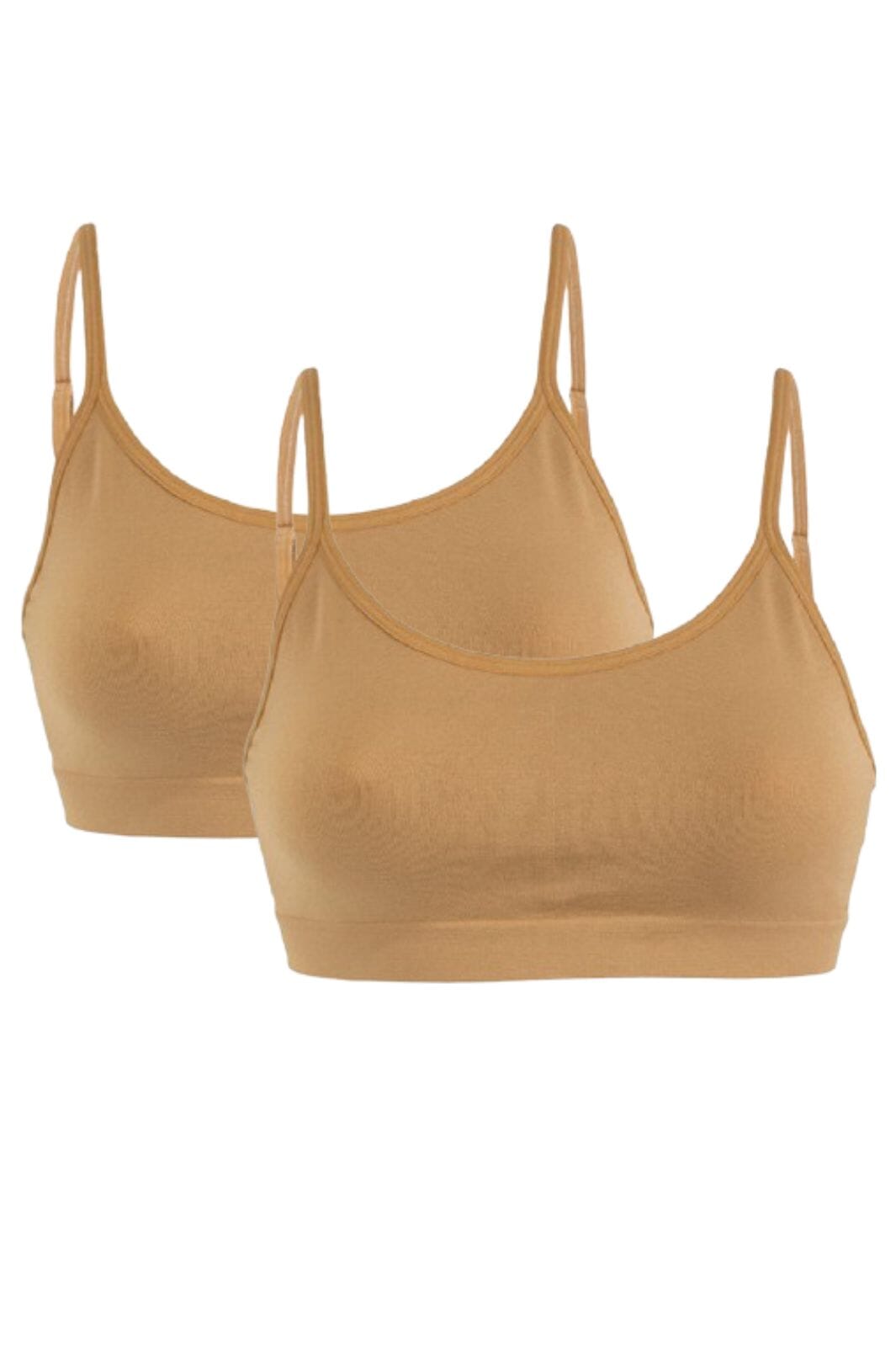 Soft basic Soffi Bra top narrow strap 2 pak nude